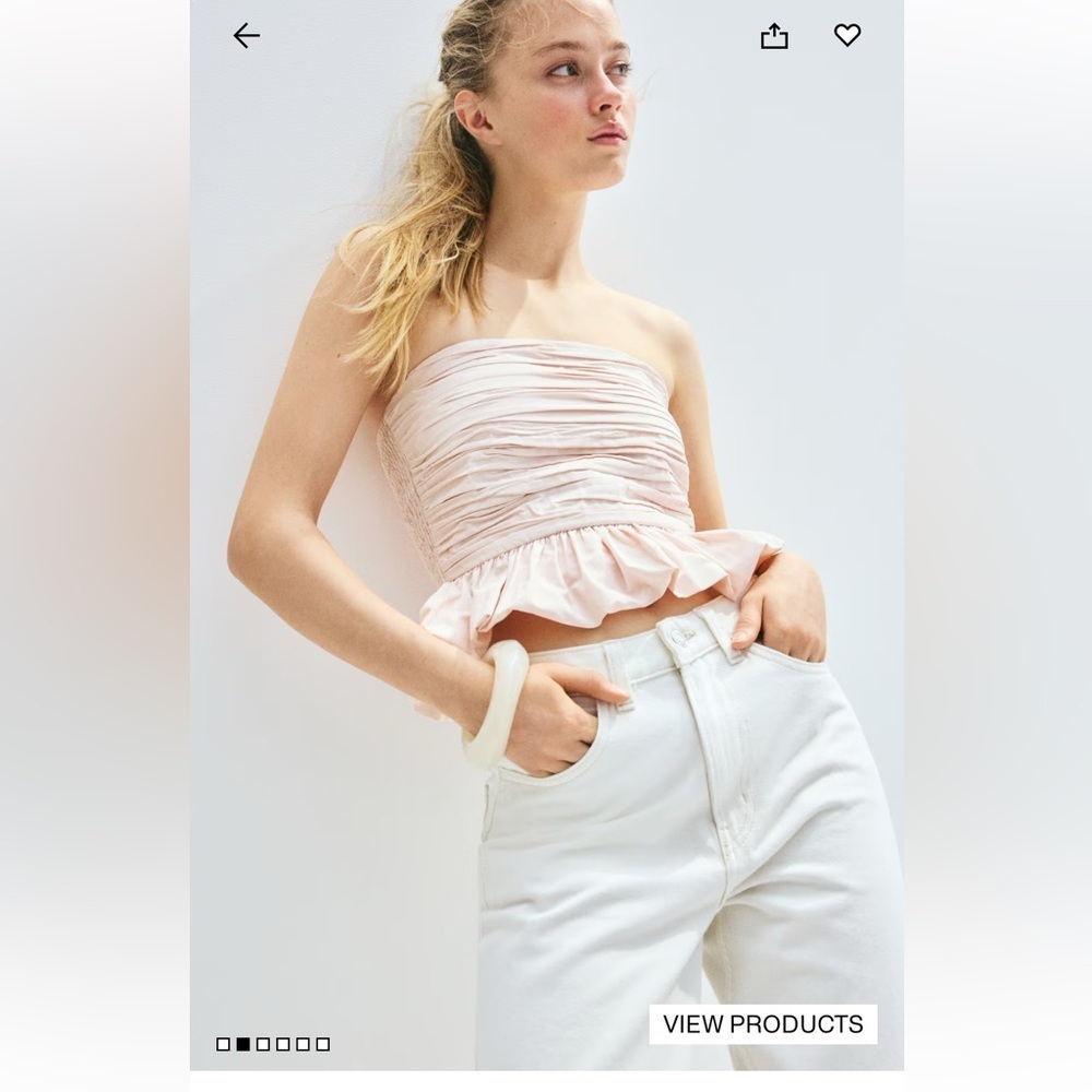 H&M BUBBLE-HEM BANDEAU TOP SIZE M NWT